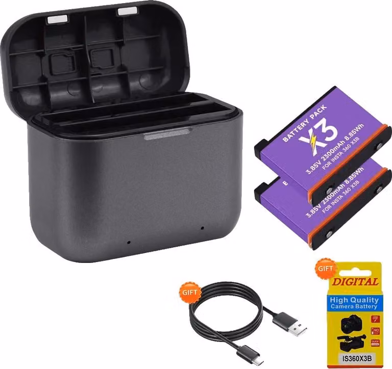 Batteria per fotocamera, 2300 mAh, caricabatterie a LED, 2 batterie e 1 caricabatterie