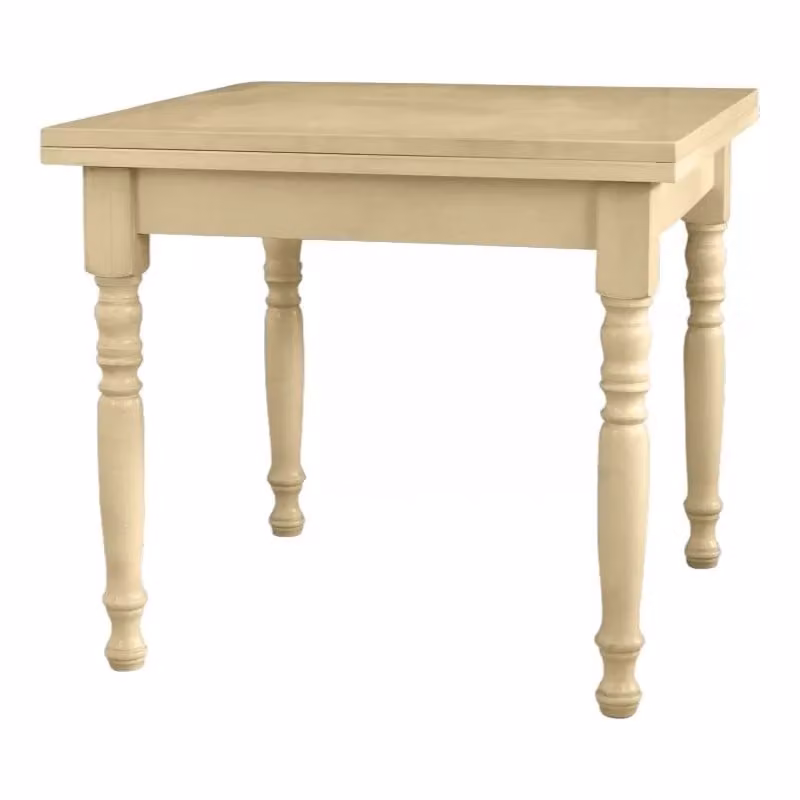 Tavolo allungabile a libro in legno di pino stile shabby chic bianco avorio Mobili 2G L/P/H: 100 x 100 x 78 cm – 1