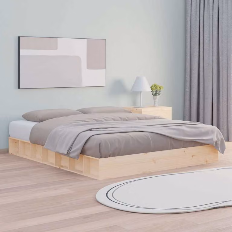 Giroletto Super King vidaXL in legno di pino massello, colore marrone e beige, L/P: 180 x 200 cm