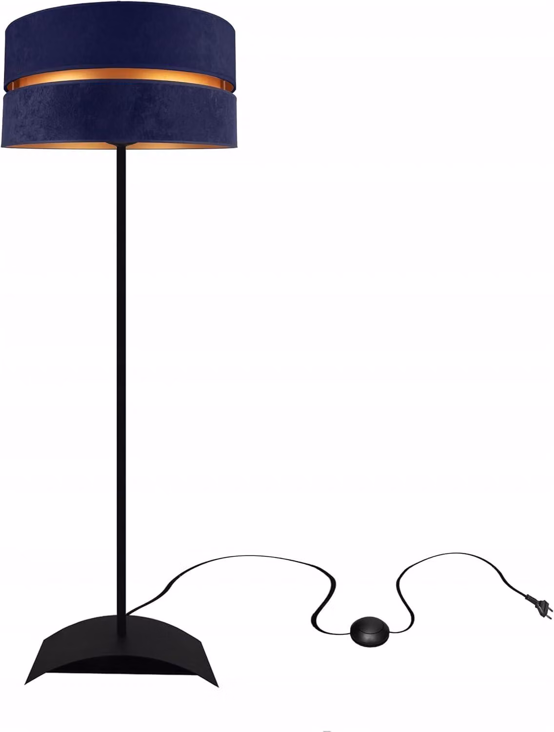 Lampada da terra soggiorno blu scuro-oro lampada da terra design moderno E27 della serie N340 (N340-P-DBDB)