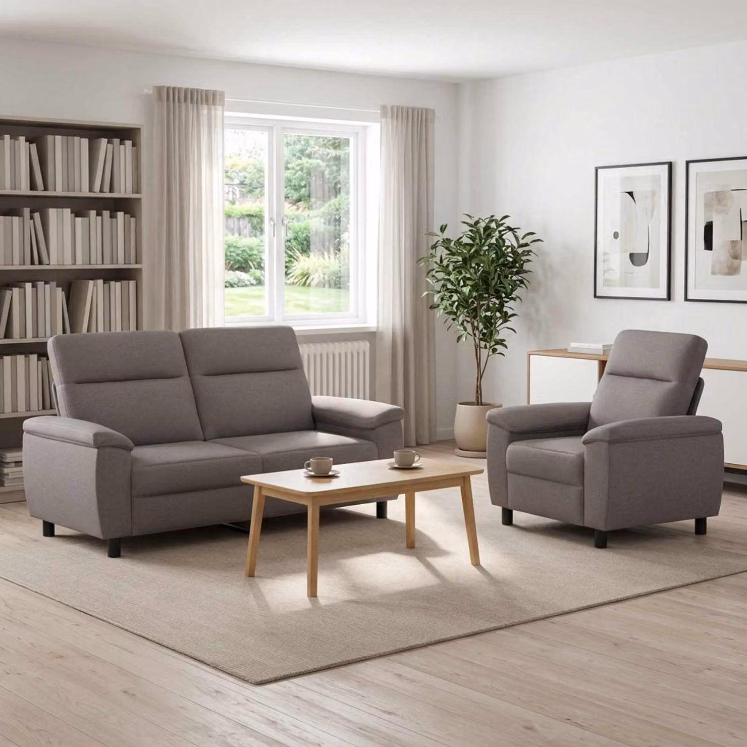 Set di 2 divani moderni vidaXL in tessuto beige e grigio con struttura in metallo per il tuo soggiorno