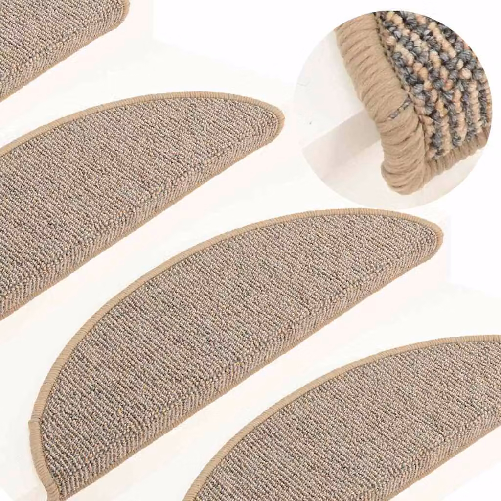 Set di 15 tappetini per scale semicircolari vidaXL, colore marrone/beige, autoadesivi e antiscivolo, L: 56 cm, P: 17 cm, H: 3 cm