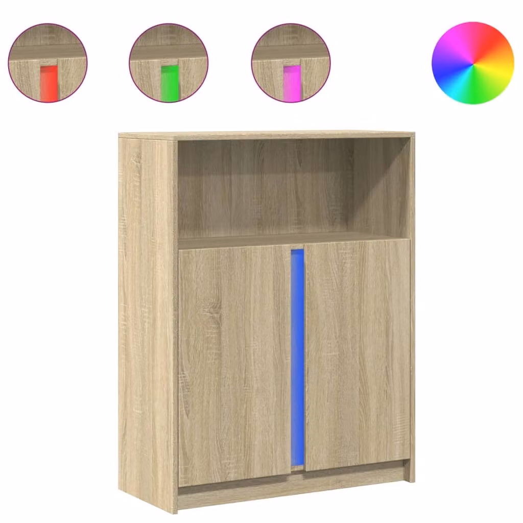Credenza con LED Rovere Sonoma 77x34x100cm in Legno Multistrato