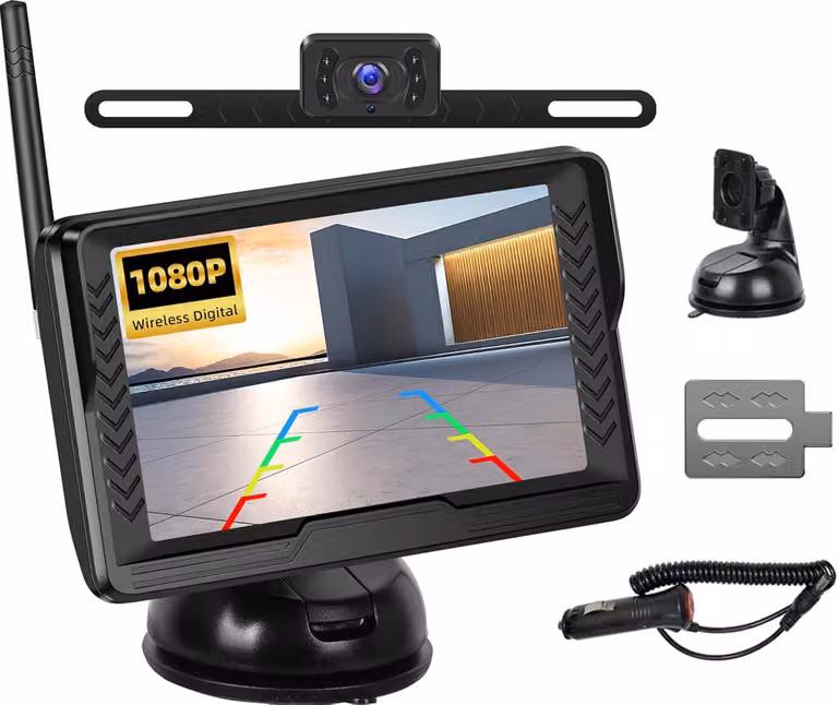 Kit telecamera di retromarcia digitale wireless, con telecamera AHD, grado di protezione IP68 e visione notturna a infrarossi