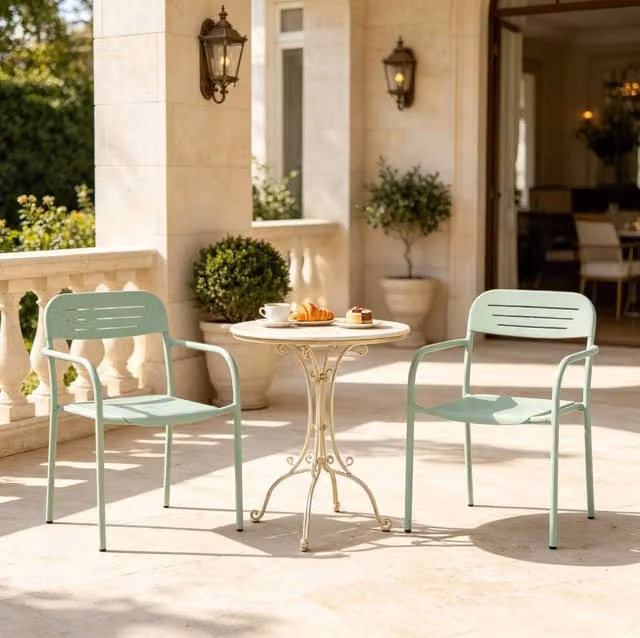 Set di 2 sedie da giardino impilabili in metallo verde 56 x 58 x 78 cm