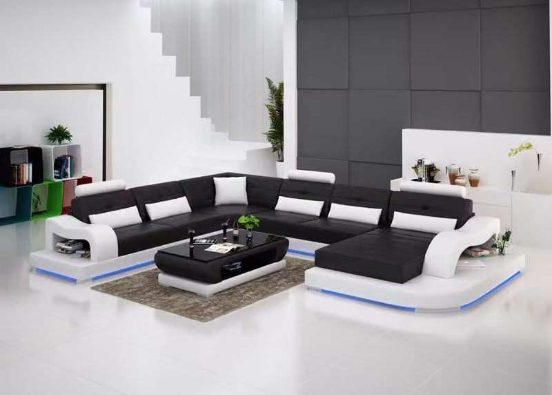 Ledersofa Couch Wohnlandschaft Ecksofa Eck Garnitur Design Modern Sofa G8005