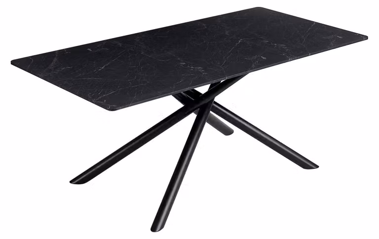 Tavolo da pranzo moderno - Tavolo rettangolare per la cucina - Struttura in metallo - 180 x 90 cm - Per 6 persone - Gambe a croce - Nero