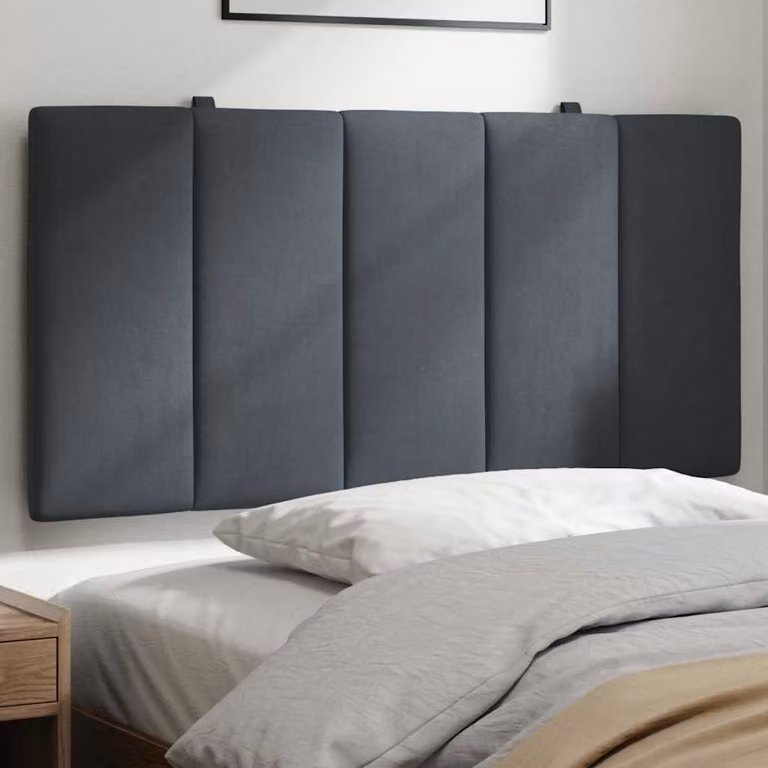 vidaXL Cuscino Testiera Hanko in Velluto Grigio con Design a Righe, L: 100 cm
