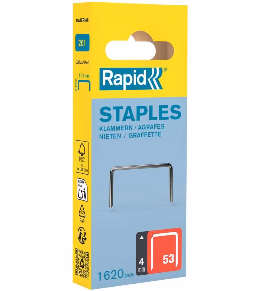 Rapid Graffe a Filo Fine 4 mm Acciaio Zincato - 1600 pezzi