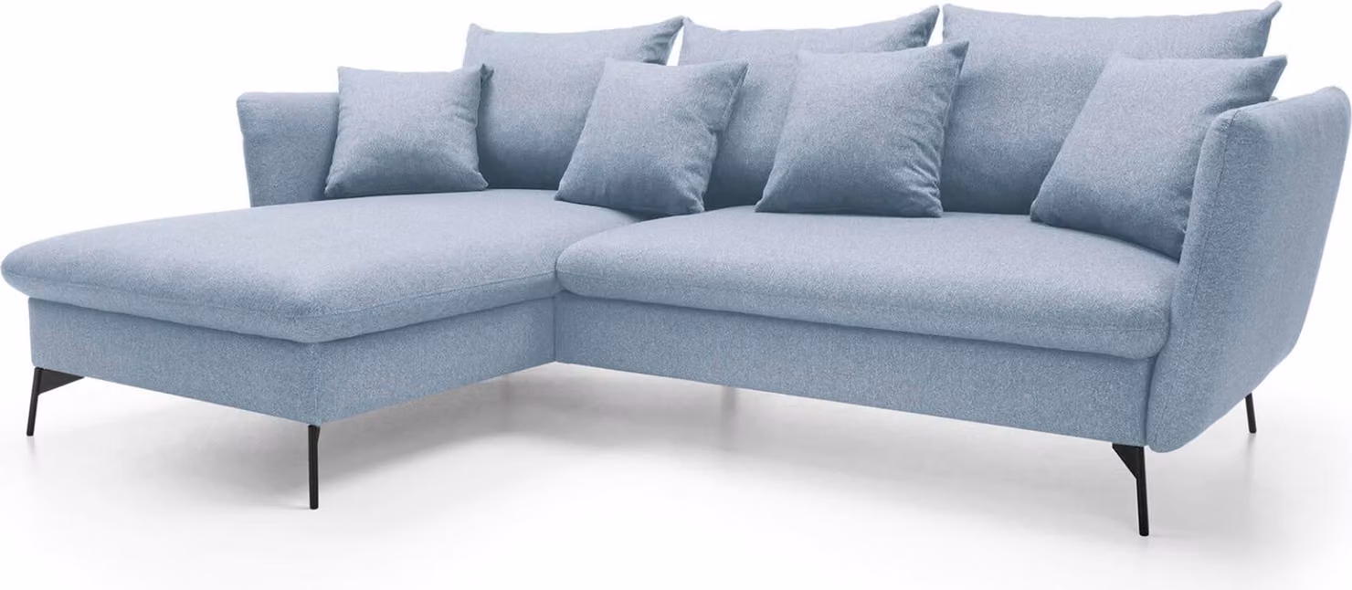 FURNLUX Divano angolare Viton Azzurro e Nero 258 cm / Colore principale: Blu / Dimensioni: 258 x 91 x 167 cm