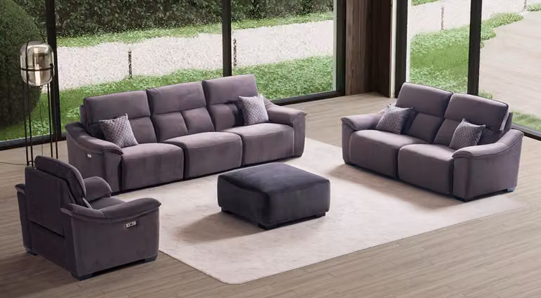 Wohnzimmer Sofagarnitur 3+2+1 Sitzer Sofa Sessel Gruppe Set 3tlg Grau Möbel