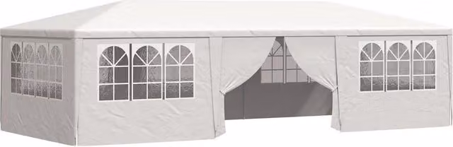 Gazebo | Pergolato Professionale con Pareti 4x9 m Bianco 90 g/m2