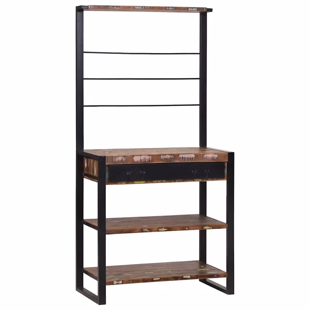 Scaffale da cucina vidaXL in stile rustico multicolore e nero L 80 cm x P 40 cm x H 160 cm