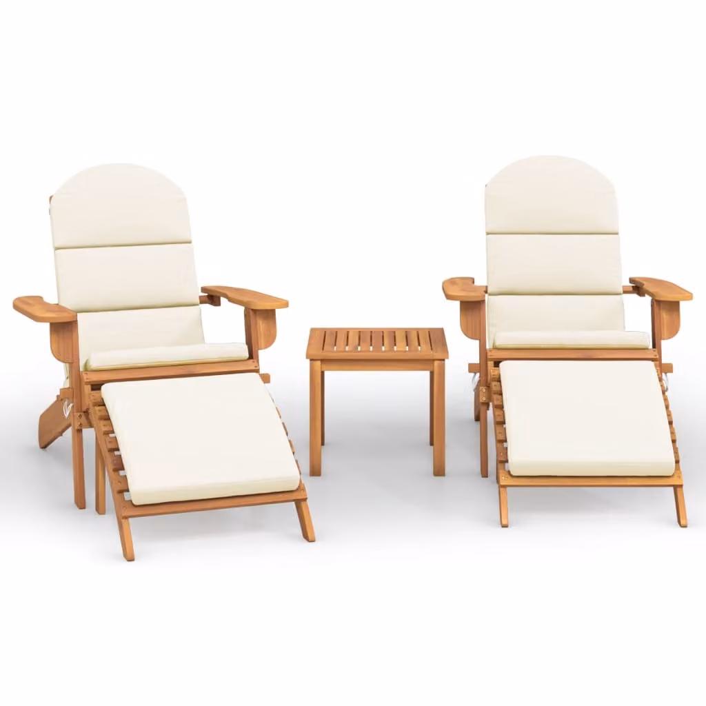 Set Salotto da Giardino Adirondack 3pz Legno Massello di Acacia
