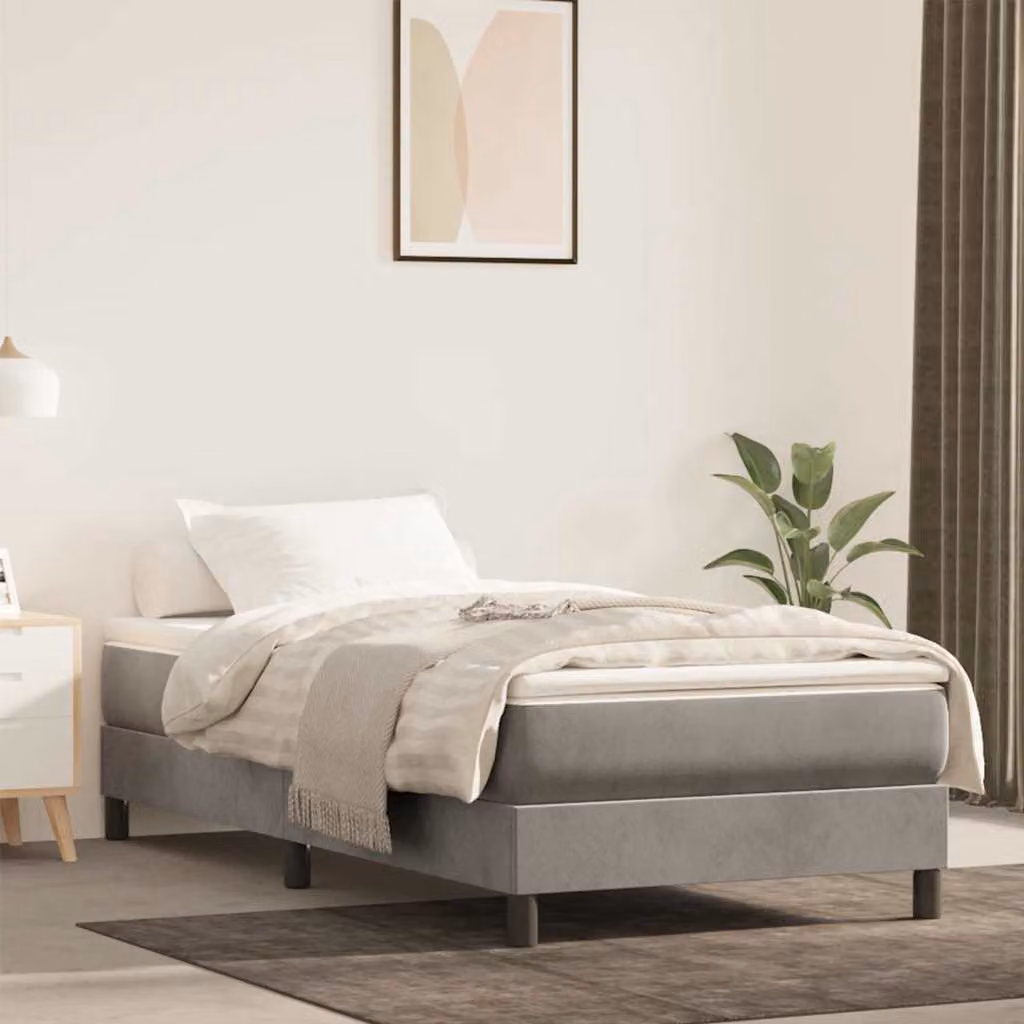 vidaXL Materasso a molle insacchettate in tessuto grigio chiaro con rivestimento rimovibile L: 100 cm, P: 220 cm, H: 20 cm