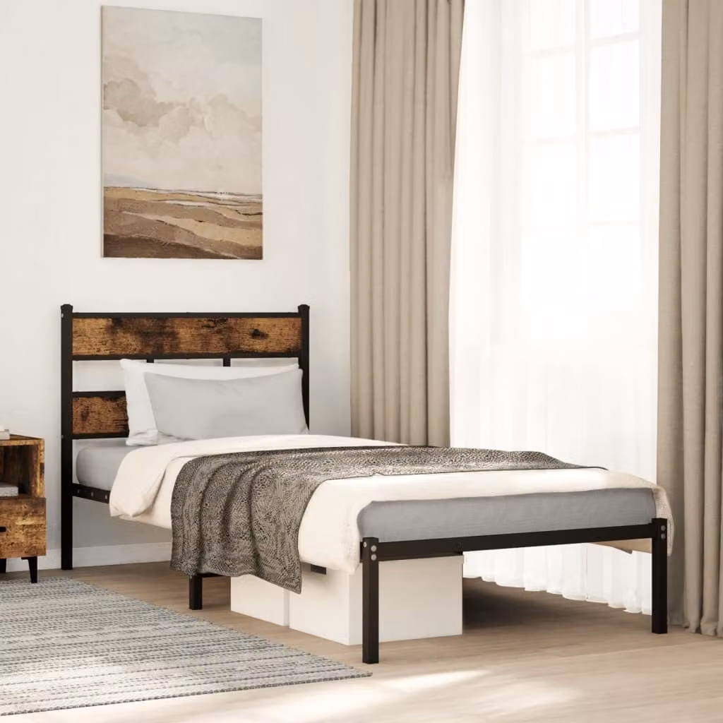 vidaXL Giroletto in metallo e legno colore Rovere Fumo L: 196 cm, P: 80 cm, H: 91,5 cm
