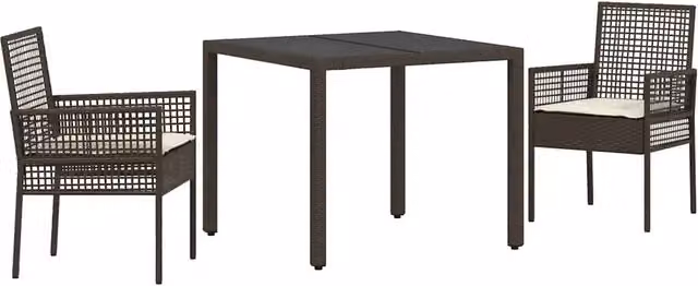 Set da pranzo da giardino in polyrattan marrone con tavolo a ribalta in vetro e design minimalista – 1