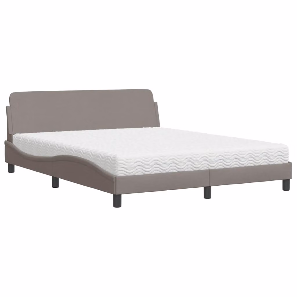 Letto con Materasso Dover Tortora 160x200 cm in Tessuto