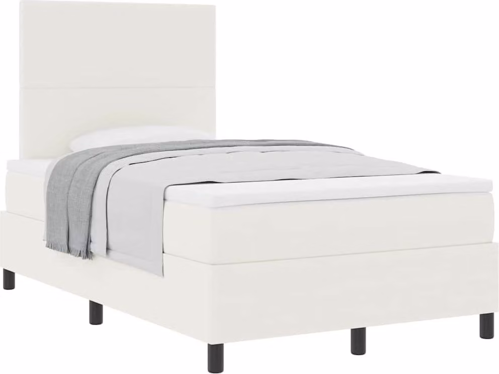 Letto a molle Crema e Bianco 120 x 190 cm Tessuto in Cords