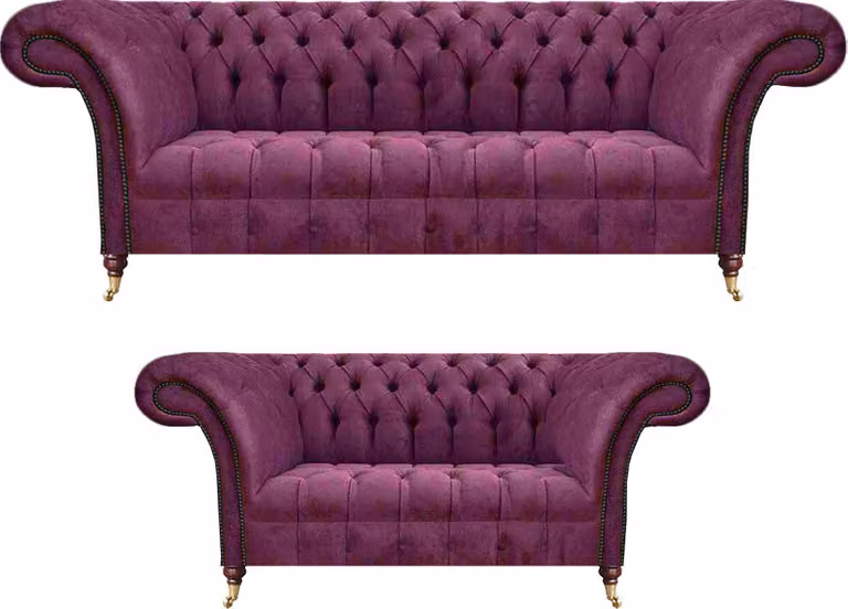 Sofas Komplett 2x Couchen Wohnzimmer Polstermöbel Sofagarnitur Chesterfield