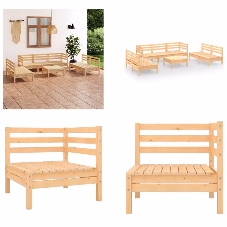 vidaXL 8 pz. Set da salotto da giardino in legno di pino massiccio - Set da salotto da giardino - Set da salotto - Set da salotto