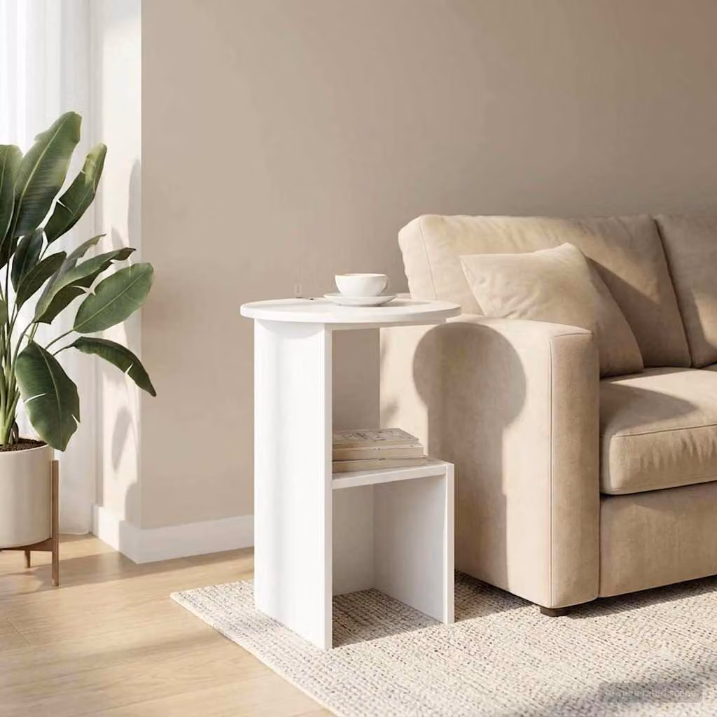 vidaXL Tavolo laterale rotondo moderno Bianco Lucido Ø 39,5 x H 55 cm