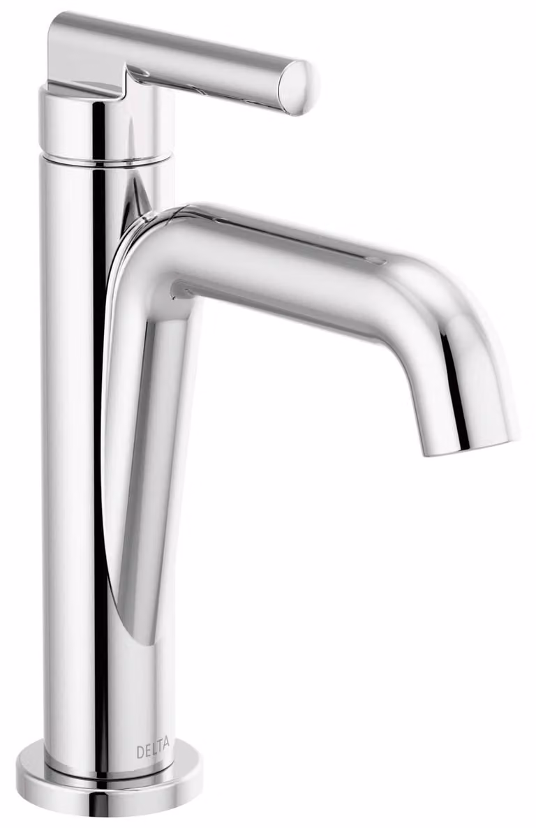 Miscelatore monocomando per lavabo, finitura cromata, con beccuccio curvo