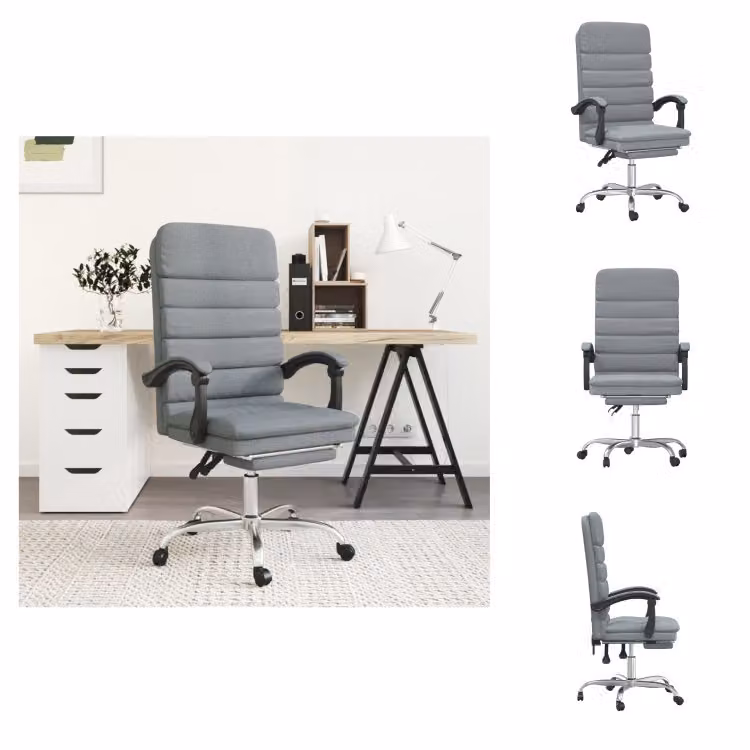 vidaXL Sedia da ufficio con funzione massaggio in tessuto grigio chiaro - Sedie da ufficio