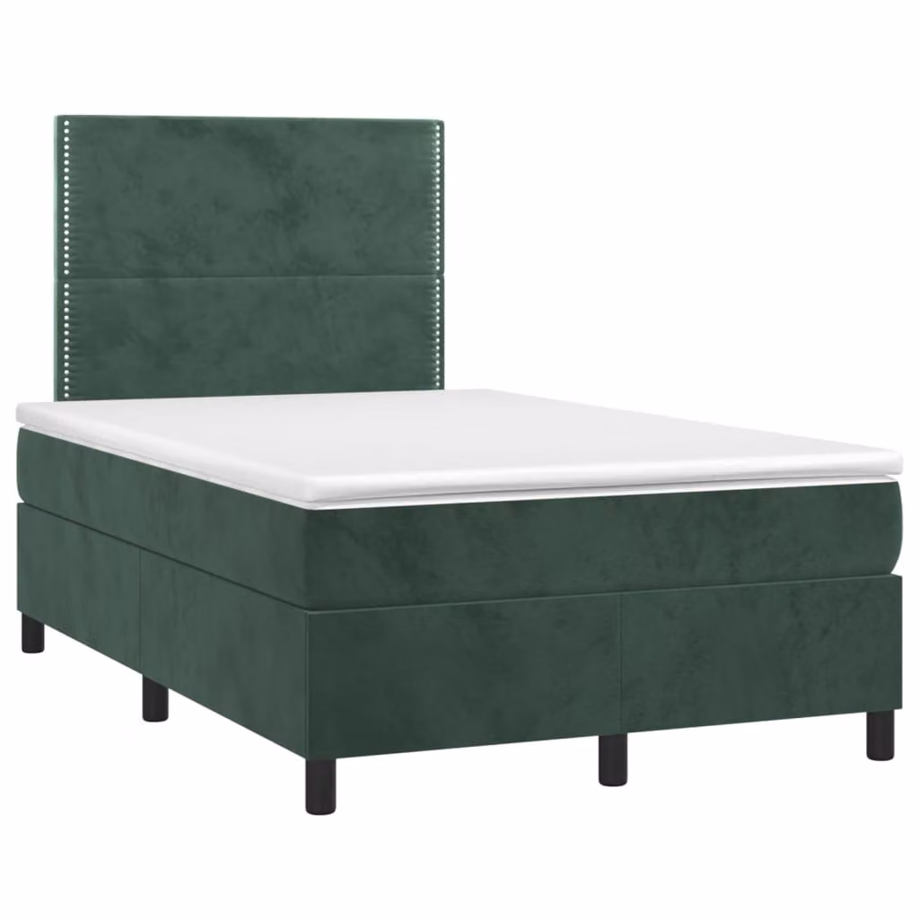 Maison Exclusive - Letto boxspring con materasso e LED verde scuro 120x190 cm velluto