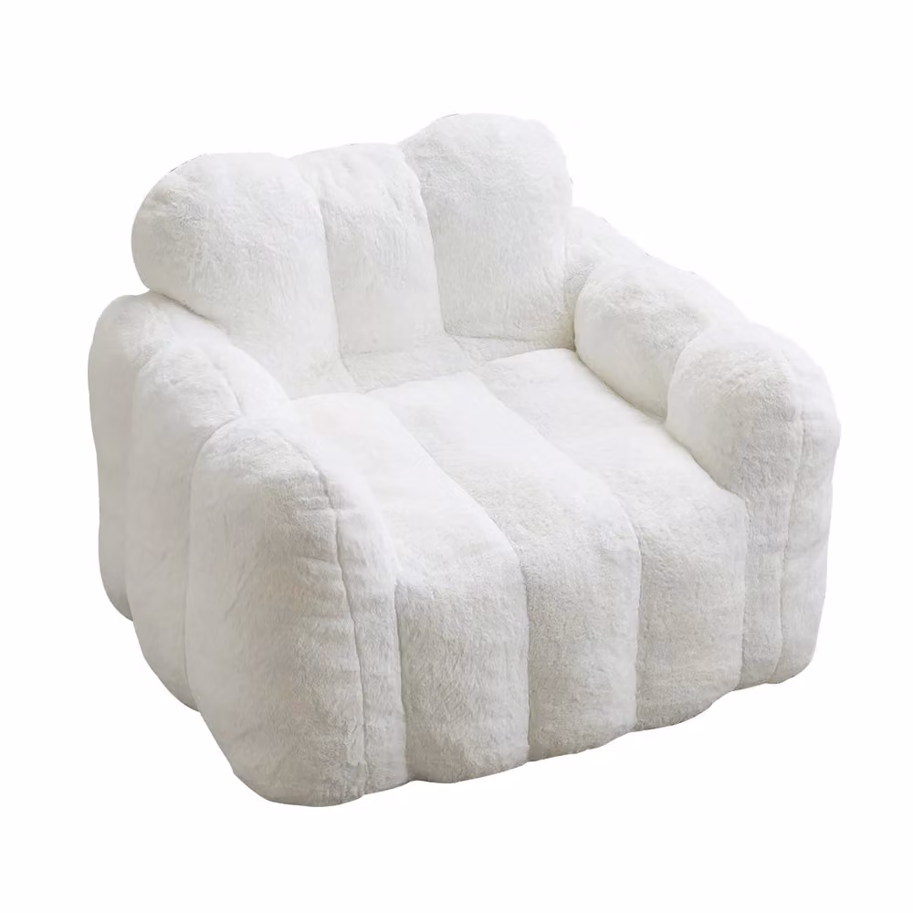 Divano Sacco Minimal Bianco in Tessuto Soft Body per Soggiorno e Camera da Letto – 2