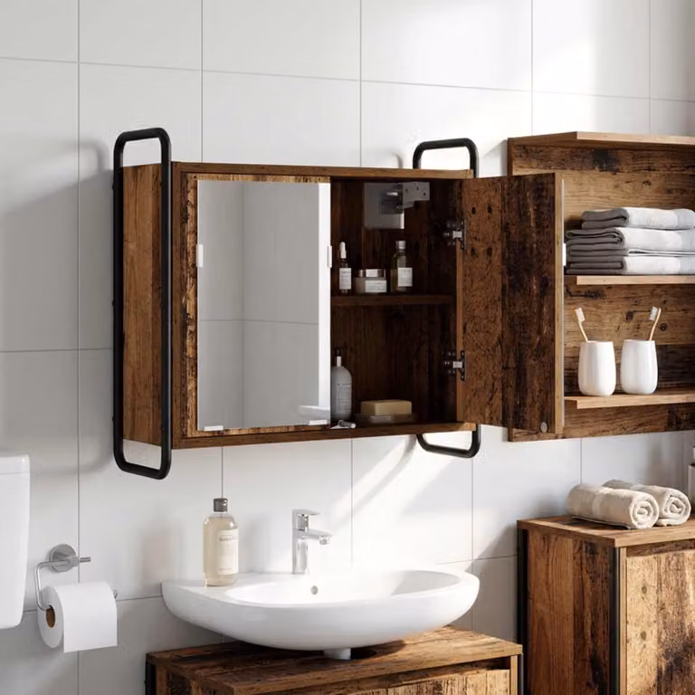 vidaXL Mobile da Bagno Appeso Legno antico 64 x 20 x 56,5 cm