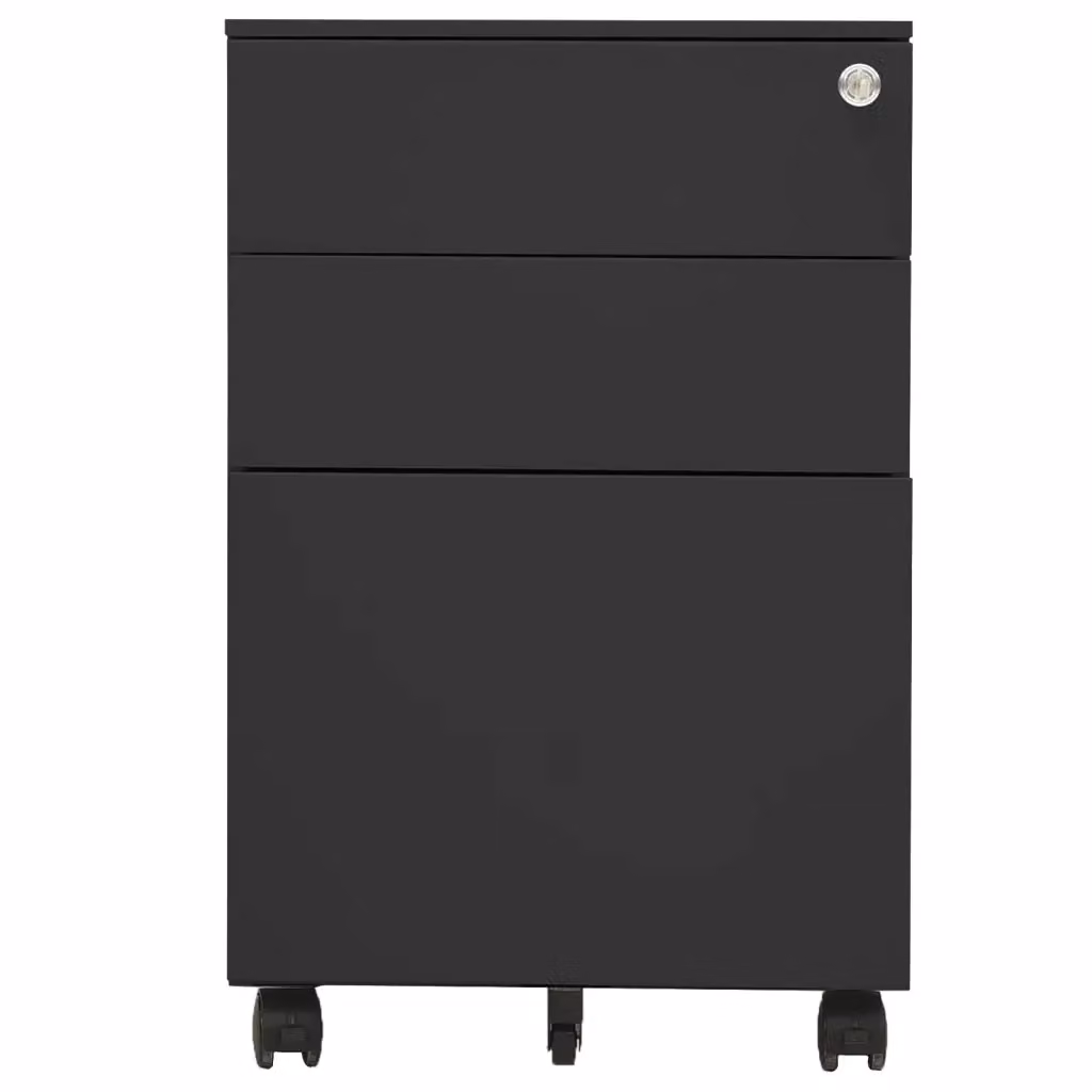 Schedario Mobile Antracite in Metallo con Ruote e Serratura DESIGN IN L/P/H: 39 x 45 x 60 cm – 2