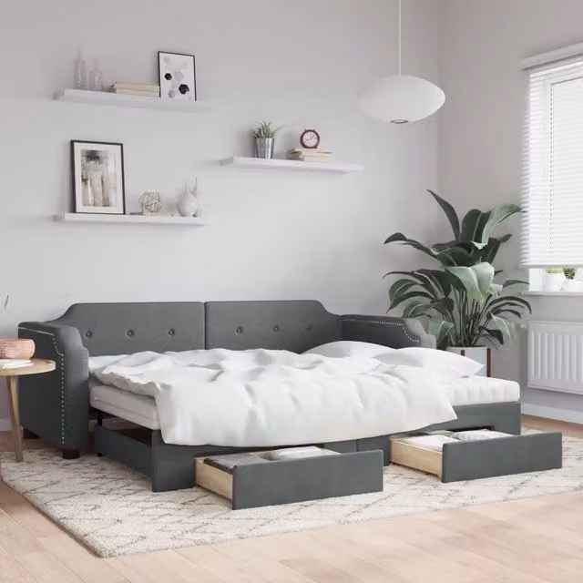 Divano Letto Estraibile con Cassetti vidaXL Grigio Moderno L/P/H: 223 x 100 x 66,5 cm