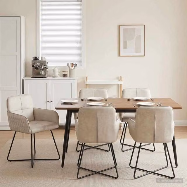 Sedie da pranzo 6 pz Velluto Crema 59 x 56,5 x 86 cm 3428225