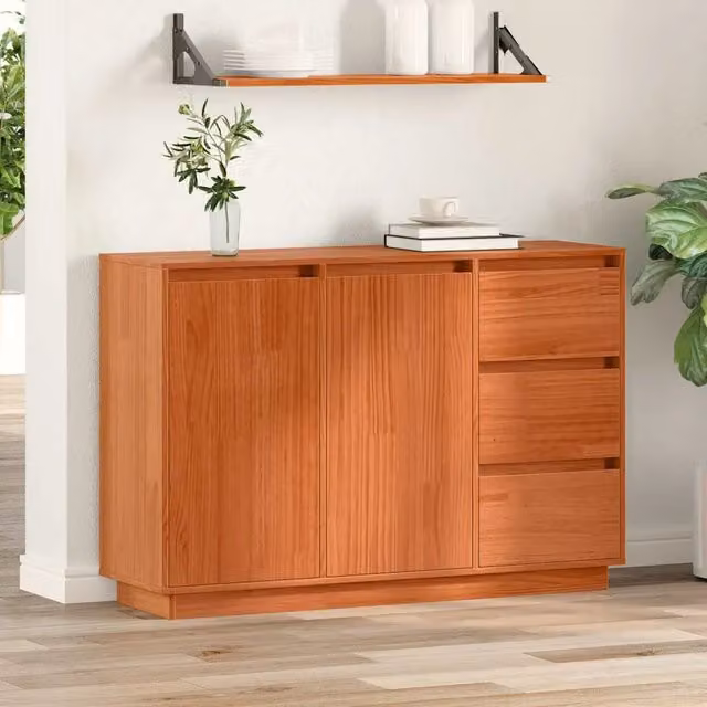Credenza-Buffet-Armadio da cucina Rovere Marrone 111 x 34 x 75 cm Pino massello