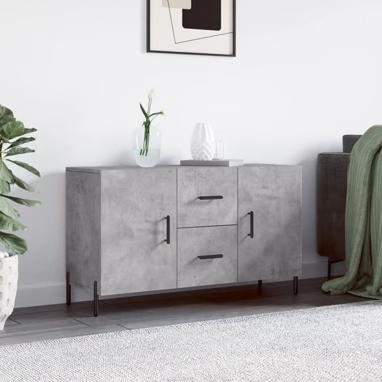 Credenza moderna vidaXL in legno e metallo, colore grigio, L 100 x P 36 x H 60 cm