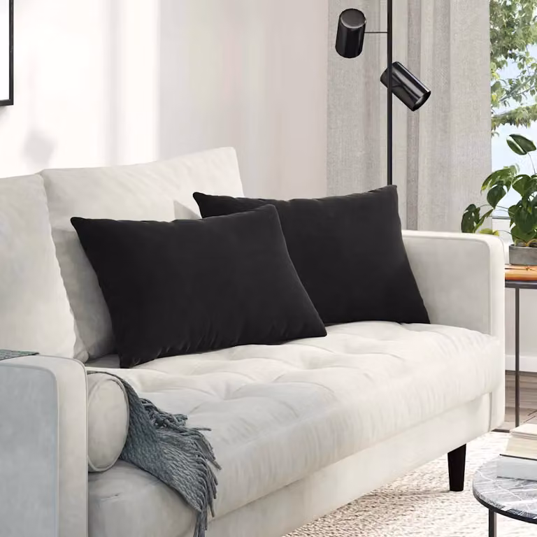 Set di 2 cuscini da divano vidaXL in tessuto a coste nero, L 60 cm x P 40 cm
