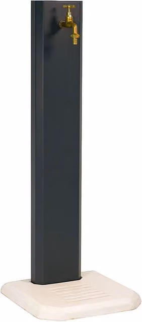 Fontana da Giardino Design a Colonna Ovale Rubinetto in Ottone con Base in Cemento Antracite