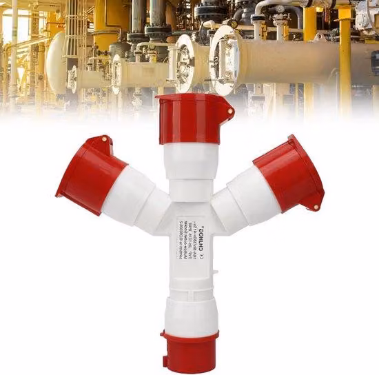 Presa industriale a innesto rapido - 5 poli, 380-415 V, trifase, 16 A, involucro impermeabile in poliammide 66, connettore aeronautico - CEE rosso.