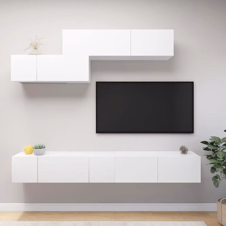 Set di mobili porta TV moderno vidaXL in 6 pezzi bianco in legno e MDF per il tuo soggiorno
