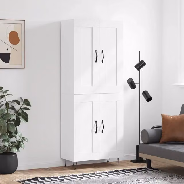 Credenza moderna bianca vidaXL in legno e metallo L: 69,5 cm, P: 34 cm, H: 180 cm – 1