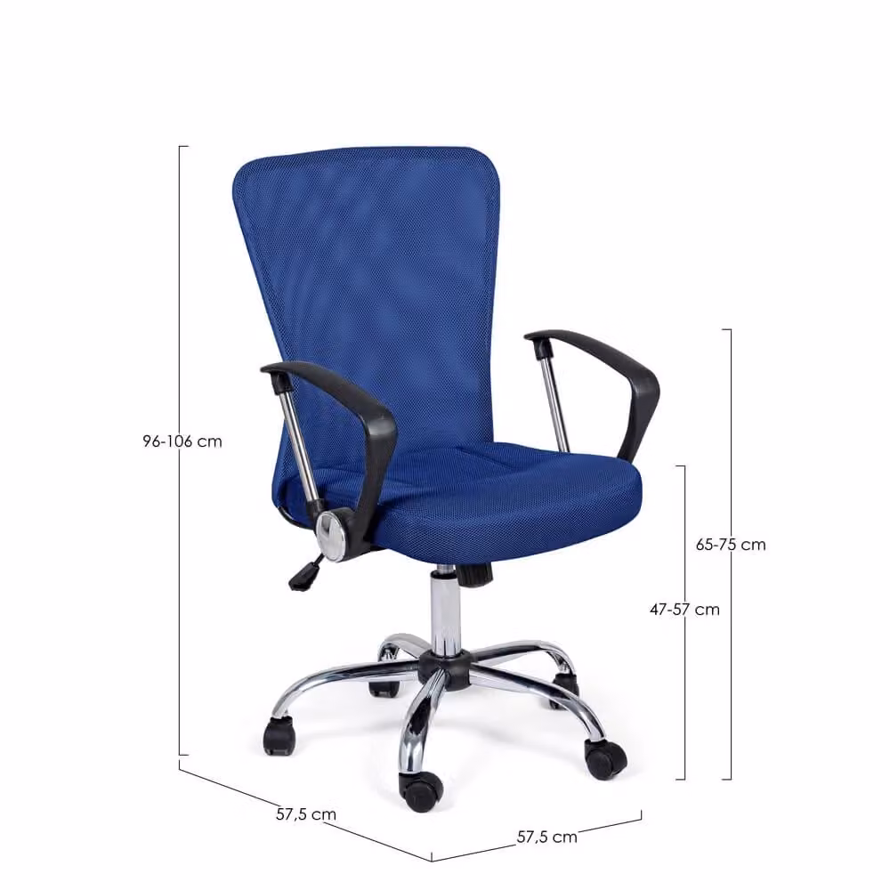 Sedia Operativa Moderna Bizzotto Blu con Braccioli e Regolazione in Altezza per Home Office – 2
