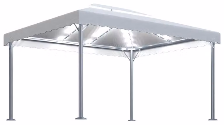 Gazebo da giardino con tetto a due falde - 400x300 cm - Struttura in alluminio e acciaio - Colore crema