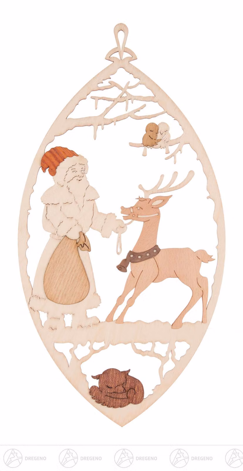 Decorazione per finestre, immagine di Babbo Natale con una renna. Dimensioni: circa 14 cm x 28 cm. NUOVO