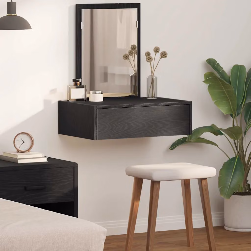 vidaXL Tavolo da Trucco Moderno Nero in MDF Laccato Opaco L: 60 cm, P: 40 cm, H: 70 cm