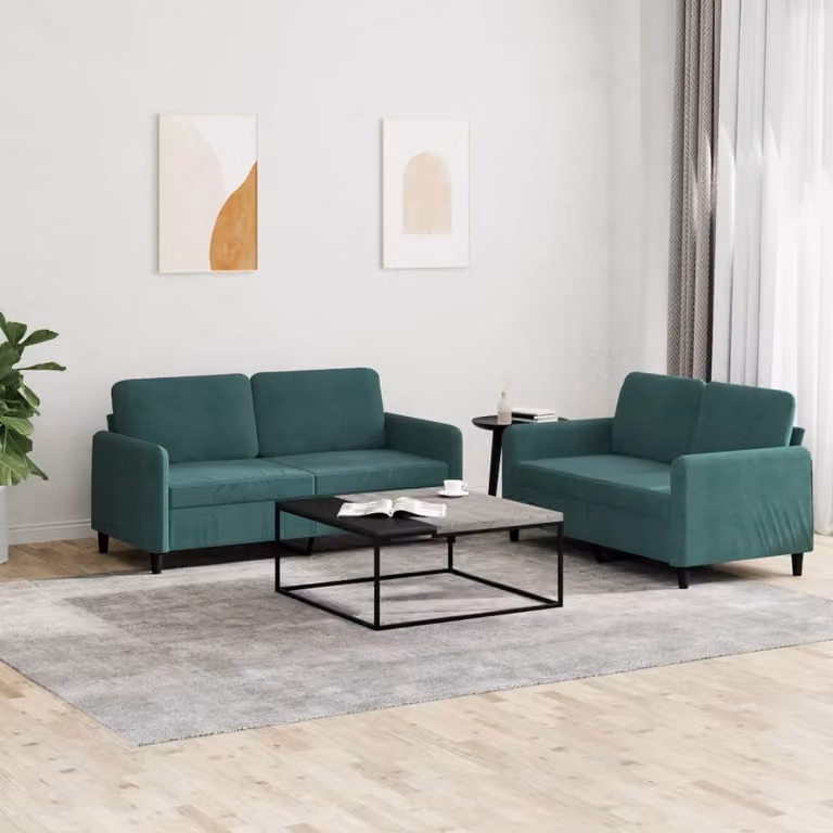 Maison Exclusive - Set divano a 2 posti in velluto verde scuro
