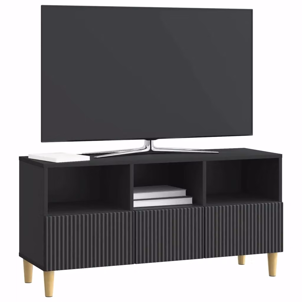 Mobile TV e Credenza Moderno Design In Nero in Legno MDF L: 102 cm, P: 34,5 cm, H: 50 cm – 2