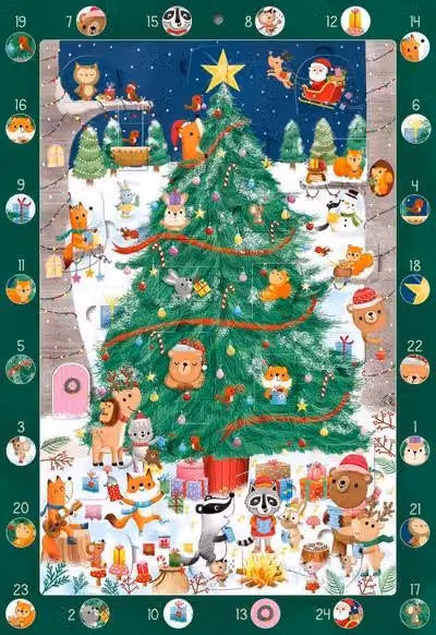 Il mio calendario dell'Avvento "Trova l'oggetto": un albero di Natale pieno di colori