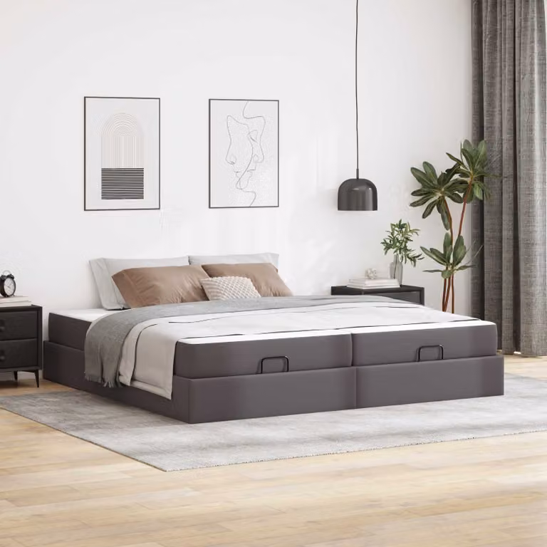 Set letto vidaXL con materasso in schiuma, colore grigio, L/P/H: 200 x 100 x 43,5 cm