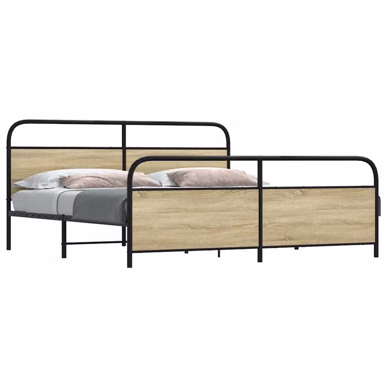 vidaXL Giroletto in Metallo e MDF Rovere Sonoma Marrone L: 198 cm, P: 207 cm, H: 100 cm